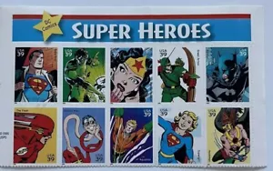 Scott #4084 DC Super Heroes CH. 1 USA 39¢ Block of 10 Stamps - MNH - Picture 1 of 2