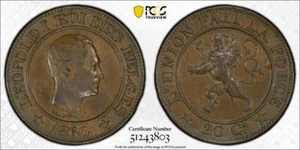 1860 Belgium 20 Centimes Pattern PCGS SP55 Lot#G9317 Top Graded! Dup-750 - Picture 1 of 4