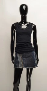 Top nero vintage Hanro of Switzerland dettagli ricamati scollo a scoop taglia L - Foto 1 di 8