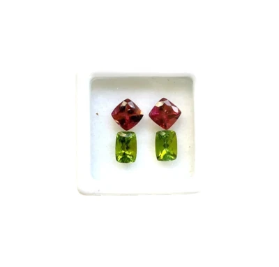 4.90 carats tourmaline match pair , green and pink tourmaline square & princess - Image 1 of 4