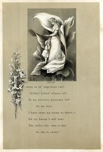 Lida Clarkson art print CALLA LILY Fairy with poetry, 1877 illustration art - Picture 1 of 5