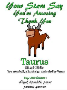 Taurus A5 Personalised THANK YOU Greeting Card Zodiac, Horoscope,Stars 181 - Picture 1 of 1