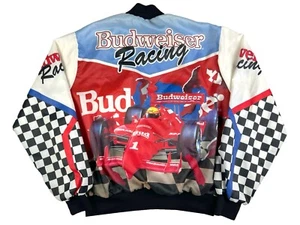 Vintage Budweiser Racing Chalk Line Jacket Sportswear 80s 90s Bud Indy Racing - Picture 1 of 5