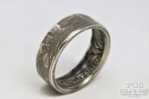 Walking Liberty Half Dollar Coin Ring Men's Size 13.5 Silver Coin Ring 10g 22534 - Picture 1 of 5