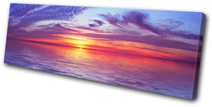 Sunset Seascape Stunning SINGLE CANVAS WALL ART Picture Print VA - Picture 1 of 1