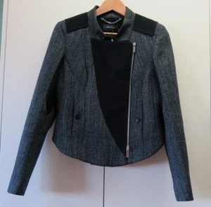 NEW Stylish Charcoal/Black Biker Jacket from Karen Millen - Size 10 - Picture 1 of 15
