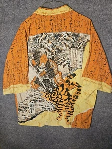 Phat Farm Russell Simmons Samurai Camicia Uomo 2XL Arancione Giallo Oversize Y2k Vintage - Foto 1 di 5