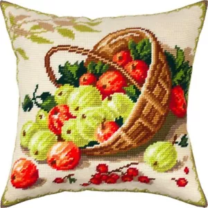 Funda de almohada de tapiz kit hágalo usted mismo cesta de grosella kit de punta de aguja lona impresa - Imagen 1 de 5