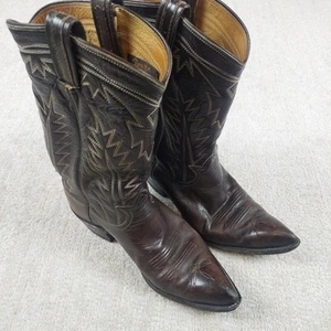Vintage Tony Lama Herren Größe 9,5 Cowboystiefel Braun Exotisch Leder Black Label - Bild 1 von 23