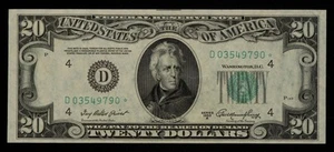 FR 2060-D* $20 1950 A Federal Reserve Note US - Star Note - VF++/XF - SKU-CA1399 - Picture 1 of 2