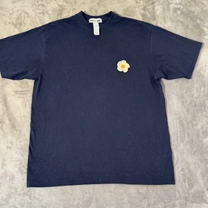 Monitaly T-Shirt gehäkelt Blumen Patch Made in USA dunkelblau 100% Baumwolle XL - Bild 1 von 11