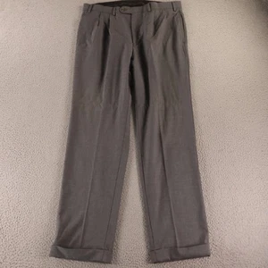 Ralph Lauren Pants Mens 36 Gray 100% Wool Hopsack Pleated Cuffed Slacks 36x32 - Picture 1 of 13