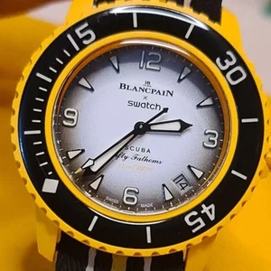 Orologio SWATCH x BLANCPAIN Pacific Ocean SO35P100 automatico quadrante bianco nero 7505 - Foto 1 di 17