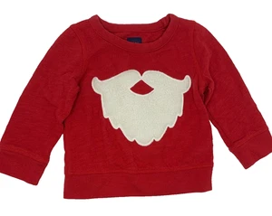 Baby Gap Boy Girl 18-24 Month Red Slub Knit Shirt with Sherpa Santa Beard - Picture 1 of 6