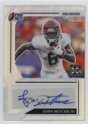 2022 Leaf Pro Set Metal Silver Prismatic /50 John Metchie III Rookie Auto RC - Image 1 of 2