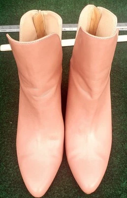 Botines de cuero NINE WEST para mujer beige espalda en V punta de pájaro tacón bloque 9 M con/REGALO Foto 1 de 4