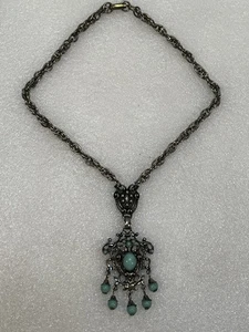 Collana vintage nativi americani colore argento e turchese - Foto 1 di 6