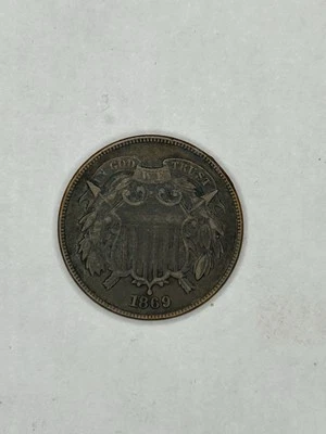 1869 - 2 Cents U.S. Coin - Circulated - With Lighted Display Box - Image 1 of 4