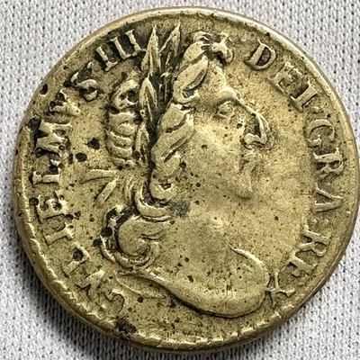 Gran Bretaña c1697 Colonial 1/2 Guinea Rey Guillermo III Peso Monetario RARO #2 Foto 1 de 2