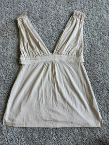 VINTAGE Y2K Bebe Pleated Plunge Side Button Top Blouse Sz XS Vacation SOLDOUT - Picture 1 of 8