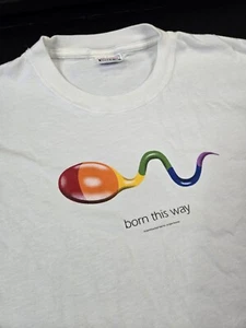 Vintage 2003 Gay Pride Promo 'Born This Way' T-Shirt, Sz XL 23x30", Rare - Picture 1 of 11