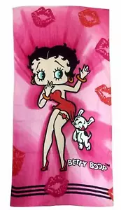 BETTY BOOP KÜSSE KIRSCHE ROSA LIPPEN HUND 70 cm x 140 cm 100 % BAUMWOLLE STRANDHANDTUCH - Bild 1 von 1