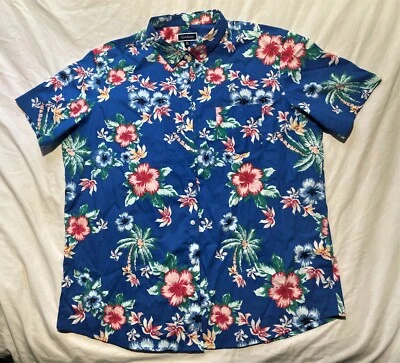 Camisa Club Room Hombres XXL Azul Palmera Floral Abotonada Hawaiana Tropical Foto 1 de 4