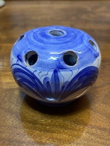 Vintage Keramik Blumenfrosch kleine Knospe Vase blau glasiert Made in Italy 2 1/4” x 3” - Bild 1 von 8
