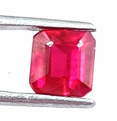 Top Quality 2-3 Ct Certified Red Ruby Real Burma Faceted Emerald Cut Gems EKH - Image 1 of 4