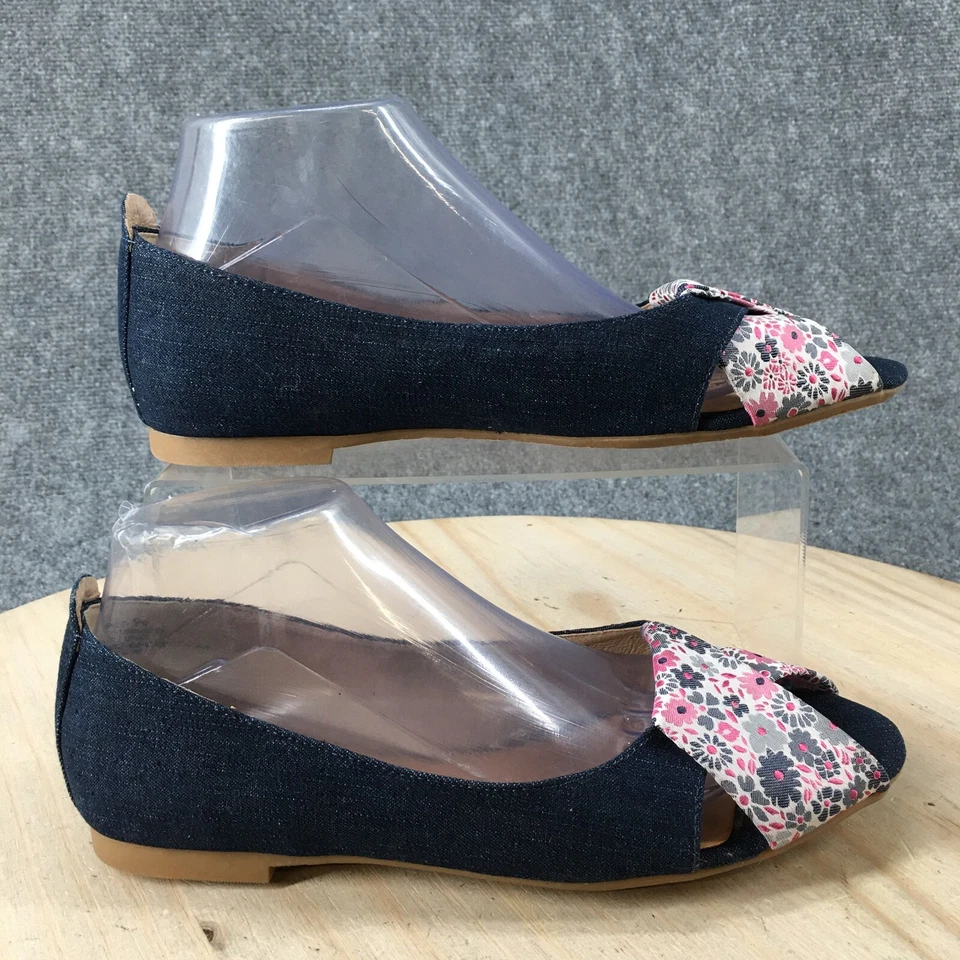 Zapatos Baretraps para mujer 9 M Brinkley planos punta abierta sin cordones tela azul floral Foto 1 de 4