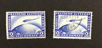 Germany 1928 VF-XF MH & Used Two Sc#C36,  Graf Zeppelin. (W44) - Image 1 of 2
