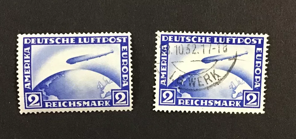 Germany 1928 VF-XF MH & Used Two Sc#C36,  Graf Zeppelin. (W44) - Image 1 of 2