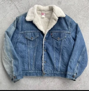 Uniquely Faded Levi's Vintage 70's USA Made Sherpa Denim Trucker Jacket Levis 44 - Picture 1 of 7