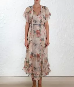 ZIMMERMANN SZ 1 / AU 10 / US 6 Silk flutter midi Radiate Cascade Floral Dress - Bild 1 von 22