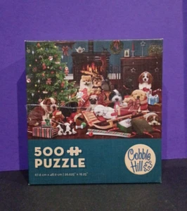 PUZZLE -Cobble Hill-Christmas Puppies-500 Piece-26x19-Pre-owned complete - Bild 1 von 17