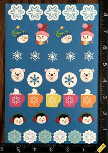 CHRISTMAS WINTER STICKERS, SNOWMAN PENGUIN, ONE SHEET BEAUTIFUL STICKER #CANDY07 - Picture 1 of 2