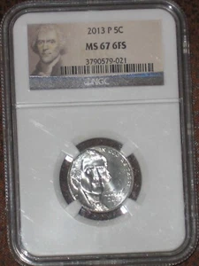 2013 P Jefferson Nickel Business strike NGC grade MS67 6FS 5c Rare High Grade - Picture 1 of 4