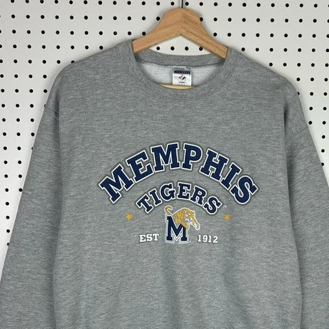 University of Memphis Tigers Crewneck Sweatshirt Gray Blue Retro Size Medium Cover