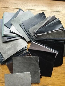 10 x Leather Pcs 10cm x 10cm Mixed Black/Grey Offcuts, - Craft, Repairs etc. - Picture 1 of 2