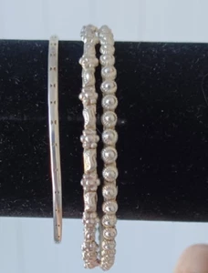 Brazaletes de plata esterlina vintage apilables x lote de 3 trabajos paquete (21,5 g) - Imagen 1 de 9