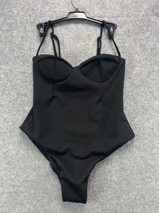NWT HAIGHT Crepe Vintage One Piece Swimsuit Womens Large Black - Picture 1 of 8
