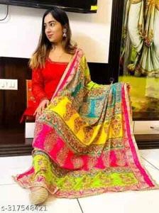 Mehrfarbige schwere Spiegelarbeit Chiffon gemischt Pakistan Dupatta kostenloser Versand - Bild 1 von 1