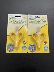 2 Yellow Banana Toothbrush Training Teether Tooth Brush for Infant, Baby&Toddler - Picture 1 of 2