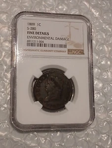 * USA 1 Cent, One Cent 1809, NGC- F Details, S-280. - Bild 1 von 13