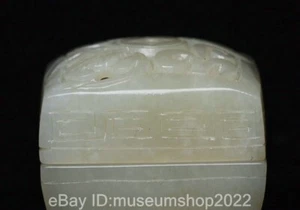 1.7" Old Chinese Hetian Jade Carved Fengshui Flower Small Incense Burner Censer - Picture 1 of 9