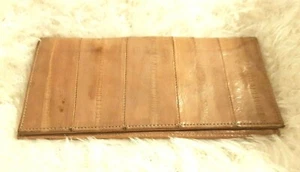 Vintage Genuine Eel Skin Check Book Tan Leather 1980's EUC - Picture 1 of 5