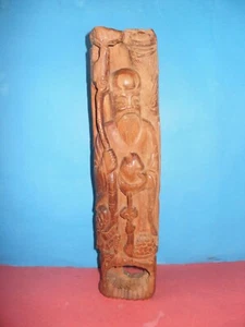 Chinese Shou Lao God of Longevity Wood Carving Sculpture with Dragon - RARE! - Picture 1 of 24