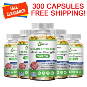 Colon & Parasite Cleanse Detox Candida Gut Health Diet Weight Loss Pills 300CAPS - Picture 1 of 6