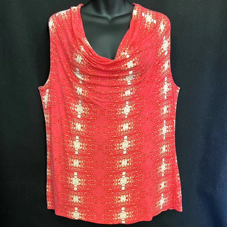 Top tejido estampado coral escote drapeado talla XL Mossimo ajustado sin mangas concha sin mangas Foto 1 de 4