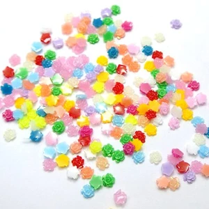 500 Mixed Color Flatback Resin Floral Mini Flower Cabochons 5mm DIY Craft - Picture 1 of 6